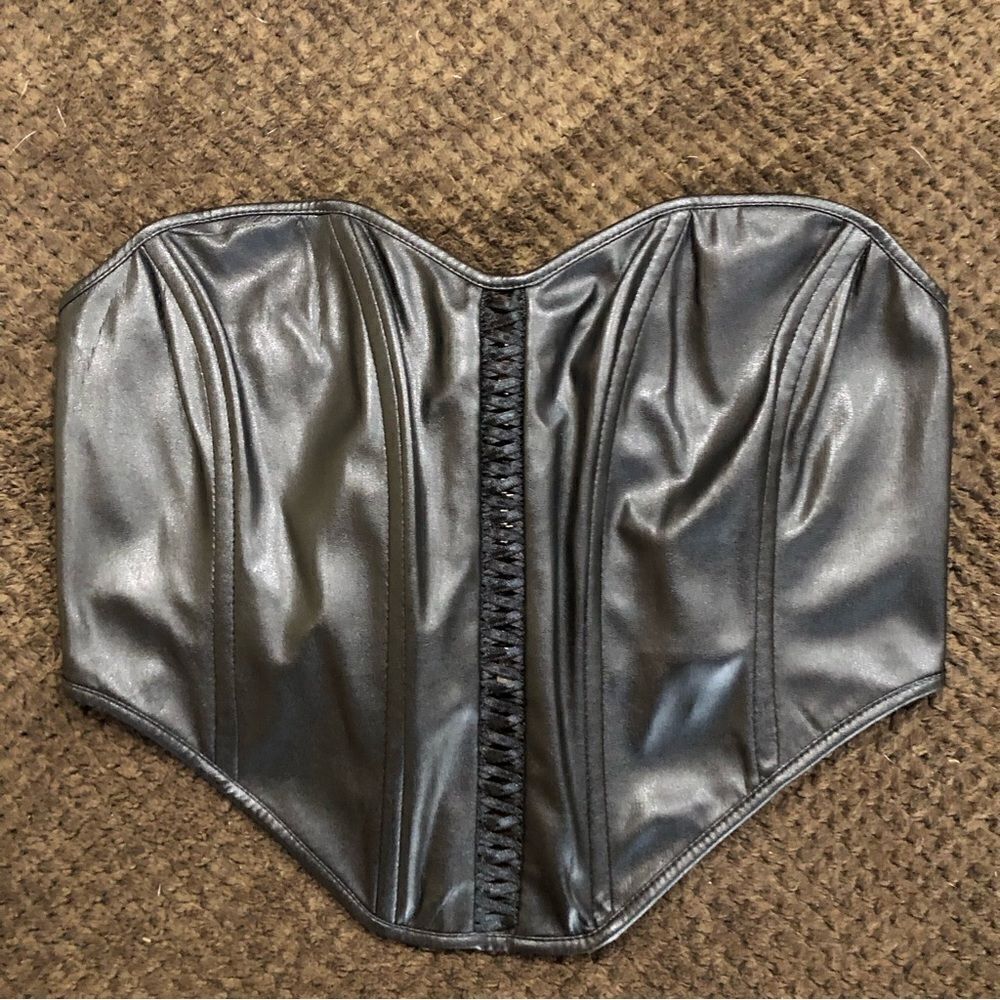 Social Tourist Faux Leather Corset Too